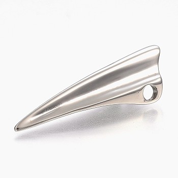 304 Stainless Steel Pendants, Fang, Stainless Steel Color, 39x11.5x10mm, Hole: 3.5mm