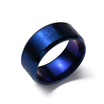 Titanium Steel Wide Band Finger Rings for Women Men, Plain Band Rings, Blue, 8mm, Inner Diameter: US Size 5 3/4(16.3mm)