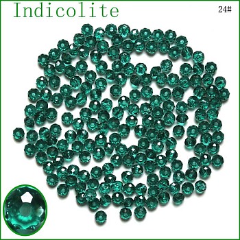 Imitation Austrian Crystal Beads, Grade AAA, Faceted, Rondelle, Teal, 4x3mm, Hole: 0.7~0.9mm