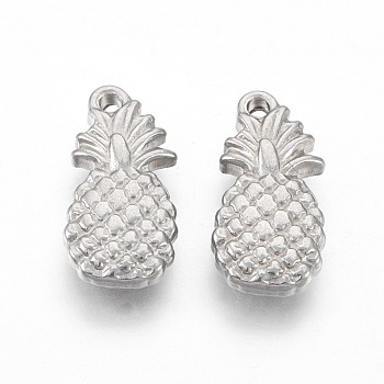 201 Stainless Steel Pendants, Pineapple, Stainless Steel Color, 16.5x8.5x3mm, Hole: 1.4mm