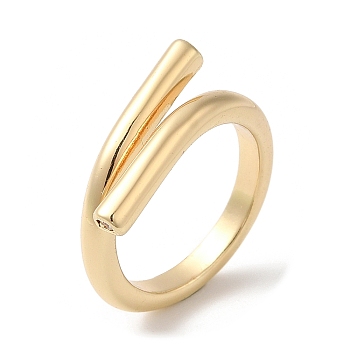 Brass Wire Wrap Cuff Ring for Women, Real 18K Gold Plated, US Size 5 3/4(16.3mm)