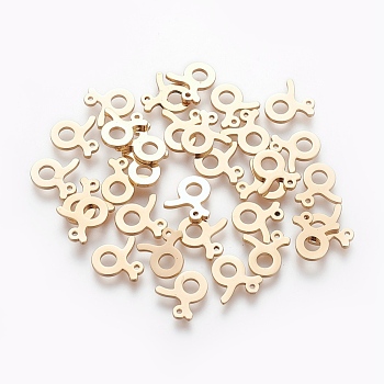 304 Stainless Steel Charms, Constellation/Zodiac Sign, Real 18K Gold Plated, Taurus, 8.8x8.3x1mm, Hole: 0.8mm