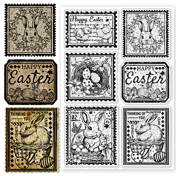 Custom PVC Plastic Clear Stamps, for DIY Scrapbooking, Photo Album Decorative, Cards Making, Rabbit, 160x110mm