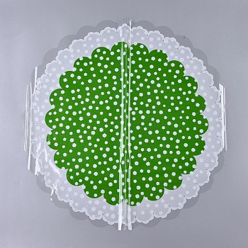 Oriented Polypropylene(OPP) Plastic Gift Wrapping Paper, Christmas Theme, for Apple, Candy, Flat Round with Flower Pattern, Green, 58.5x0.003cm, 20pcs/bag