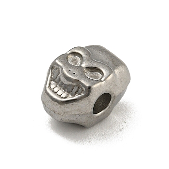 304 Stainless Steel Beads Rhinestone Settings, Skull, Stainless Steel Color, 10x7x6.5mm, Hole: 2.5mm, Fit for 1.8mm Rhinestone