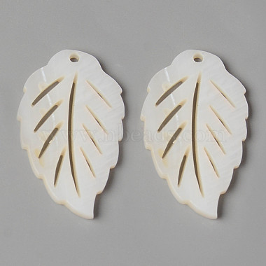 Creamy White Leaf Freshwater Shell Pendants