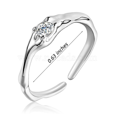 Rhodium Plated 925 Sterling Silver Open Cuff Ring(JR890A)-3