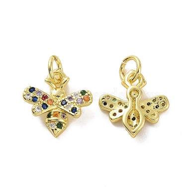 Real 18K Gold Plated Colorful Bees Brass+Cubic Zirconia Charms