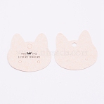 Paper Earring Display Cards, Cat, Floral White, 1-3/8x1-3/8 inch(3.6x3.6cm), 100pcs/set(DIY-WH0209-15)
