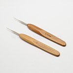 Bamboo Handle Iron Crochet Hook Needles, Peru, Pin: 0.75mm, 133~136x13x7mm(X-TOOL-R034-0.75mm)