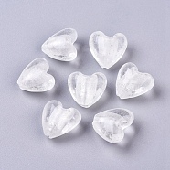 Handmade Silver Foil Glass Beads, Heart, Clear, 20x20x13mm, Hole: 2mm(X-FOIL-R050-20x13mm-17)