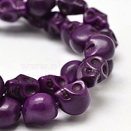 Dyed Synthetic Turquoise Bead Strands, Skull, Purple, 8x6x7mm, Hole: 1mm, about 48~49pcs/strand, 15.3~15.5 inch(G-M145-14-A)