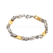 304 Stainless Steel Barrel Byzantine Chain Bracelets, with 201 Stainless Steeel Findings, Golden & Stainless Steel Color, 8-1/4 inch(21cm)(BJEW-B078-133GP)