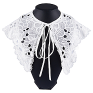 1Pc Polyester Computerized Embroidery Collar, Detachable Lace Neckline Trim, with Rope, Garment Accessories, White, 1430x140x1mm(DIY-GF0007-74)