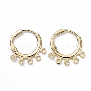 Brass Huggie Hoop Earrings for Women, with 5 Loops, Golden, 12 Gauge, 18.5x18.5x2mm, Pin: 0.8mm, Hole: 1.6mm(EJEW-M205-01G)