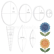 Acrylic Sunflower Quilting Rulers Set, Trapezoid/Horse Eye/Round Templates, Transparent Patchwork Sewing Cutting Craft Ruler DIY Tools, Clear, 63~243x59~243x2~2.5mm, 7pcs/set(DIY-WH0343-97)