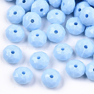 Opaque Acrylic Beads, Faceted, Rondelle, Light Sky Blue, 8x5mm, Hole: 1.2mm, about 2900pcs/500g(SACR-T356-01B)