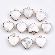 Electroplate Natural Howlite Pendants, with Cadmium Free & Nickel Free & Lead Free Iron Findings, Faceted, Heart, Golden, 16~17x14~15x6~7mm, Hole: 1.8mm(X-G-T112-03J)