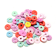 Handmade Polymer Clay Beads, Disc/Flat Round, Heishi Beads, Mixed Color, 7~7.5x1~2mm, Hole: 2mm, about 333pcs/20g(X-CLAY-Q230-32)