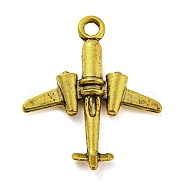 Alloy Pendants, Cadmium Free & Lead Free, Airplane, Antique Golden, 26x22x4mm, Hole: 2mm, about 666pcs/1000g(FIND-G065-04AG)