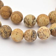 Natural Picture Jasper Beads Strands, Frosted, Round, 8mm, Hole: 1mm, about 45pcs/strand, 15 inch(X-G-D659-8mm)