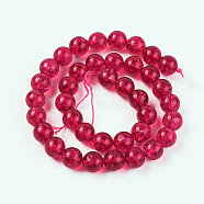 Dyed Round Natural Crackle Quartz Beads Strands, Deep Pink, 10mm, Hole: 1mm, about 38pcs/strand, 15.5 inch(G-K084-10mm-02A)