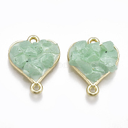 Alloy Links connectors, with Gemstone and Enamel, Heart, Light Gold, Aquamarine, 20x16x6mm, Hole: 1.5mm(ENAM-S016-32C)
