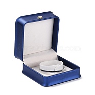 PU Leather Jewelry Box, with Reain Crown, for Bracelet Packaging Box, Square, Medium Blue, 9.6x9.4x5.2cm(X-CON-C012-02C)