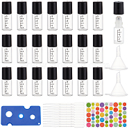 24Pcs Transparent Glass Roller Ball Bottles, with 1Pc Plastic Bottle Openers & 10Pcs Dropper & 4Pcs Funnel Hopper, 1Pc Paper Rainbow Color Stickers, Mixed Color, Bottle: 4.4x1.6cm, Capacity: 3ml(0.10fl. oz)(MRMJ-BC0003-36)