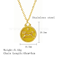 Stainless Steel Enamel Constellation Pendant Necklaces, Real 18K Gold Plated, Sagittarius, 17.72 inch(45cm), Pendant: 20.2x16.7mm(DJ0261-12)