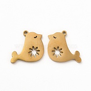 Ion Plating(IP) 304 Stainless Steel Pendants, Bird Charms, Golden, 15.5x19x1.4mm, Hole: 1.4mm(STAS-M089-34G)