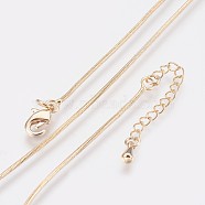 Long-Lasting Plated Brass Snake Chain Necklaces, with Lobster Claw Clasp, Nickel Free, Real 18K Gold Plated, 18.1 inch (46cm), 1mm(NJEW-K112-04G-NF)