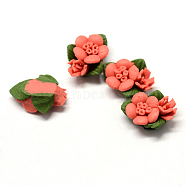 Handmade Porcelain Cabochons, China Clay Beads, Flower, Salmon, 17~20x14~16x7~8mm(PORC-S1003-25C)