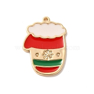 Christmas Brass Enamel Pendants, Golden, Gloves, 16.5x11.5x1mm, Hole: 0.9mm(KK-P278-01D-G)