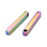 Ion Plating(IP) 304 Stainless Steel Polished Pendant, Bar, Rainbow Color, 40x5x5mm, Hole: 3~3.5mm(STAS-J029-01M)