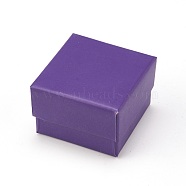Cardboard Jewelry Earring Boxes, with Black Sponge, for Jewelry Gift Packaging, Purple, 5x5x3.4cm(CBOX-L007-005A)