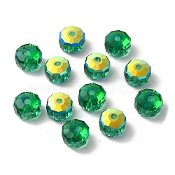 Electroplate Transparent Glass Beads, Faceted, AB Color, Rondelle, Lime Green, 7.5x4.5mm, Hole: 1.2mm(EGLA-P061-06A-AB04)