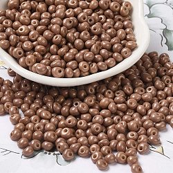 6/0 Opaque Baking Paint Glass Seed Beads, Teardrop, Camel, 4.5~5x4x3~3.5mm, Hole: 0.9mm, about 5625Pcs/Pound(SEED-M012-02A-02)