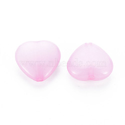 Transparent Acrylic Beads, Dyed, Heart, Pearl Pink, 13.5x14x6mm, Hole: 1.5mm, about 775pcs/500g(TACR-S154-54E-10)