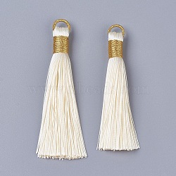 Polyester Tassel Big Pendant Decorations, Light Goldenrod Yellow, 83mm, Hole: 8x6.5mm(FIND-L005-02)