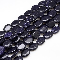Synthetic Blue Goldstone Beads Strands, Flat Oval, 18x13x5mm, Hole: 1.5mm; about 20pcs/strand, 15.74inches(G-L164-A-09B)