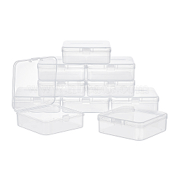 Transparent Plastic Bead Containers, with Hinged Lids, Square, Clear, 7.5x7.5x2.6cm(CON-WH0073-78B)