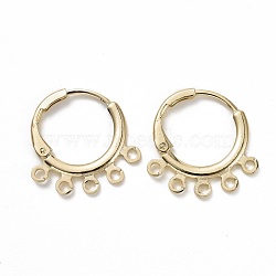 Brass Huggie Hoop Earrings for Women, with 5 Loops, Golden, 12 Gauge, 18.5x18.5x2mm, Pin: 0.8mm, Hole: 1.6mm(EJEW-M205-01G)