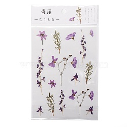 Flower Pattern Waterproof Self Adhesive Hot Stamping Stickers, DIY Hand Account Photo Album Decoration Sticker, Medium Purple, 15x10.5x0.05cm(DIY-I063-02)