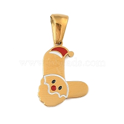 Christmas Theme 304 Stainless Steel Pendants, with Enamel, Golden, Santa Claus Letter Charm, Letter L, 16x12x1.5mm, Hole: 6x3mm(STAS-R007-01L-G)