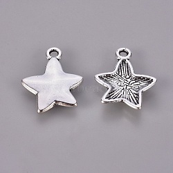 Tibetan Style Alloy Pendants, Cadmium Free & Nickel Free & Lead Free, Christmas Star, Antique Silver, 19.5x16x2mm, Hole: 2mm(LF9398Y-NF)