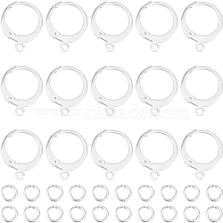 20Pcs 304 Stainless Steel Leverback Earring Findings, 20Pcs Brass Jump Rings, 925 Sterling Silver Plated, 4~14x4~12x0.6~2mm, Hole: 1.2mm, Pin: 0.6x1mm, 20pcs/style(DIY-BBC0001-83)
