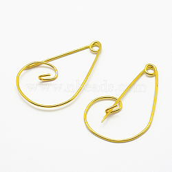 Iron Brooch Findings, Kilt Pins, Golden, 24x37.5x4.5mm, Pin: 1mm(IFIN-K028-01G)