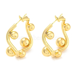 Rack Plating Brass Stud Earrings, Long-Lasting Plated, Lead Free & Cadmium Free, Real 18K Gold Plated, 32x32.5x10.5mm(EJEW-A028-14G)
