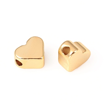 Brass Beads, Heart, Long-Lasting Plated, Golden, 6x5.5x3mm, Hole: 1.5mm